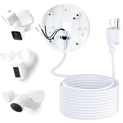 Power Cable and Plug-in Mount for Floodlight Cams Compatible by CaGuan