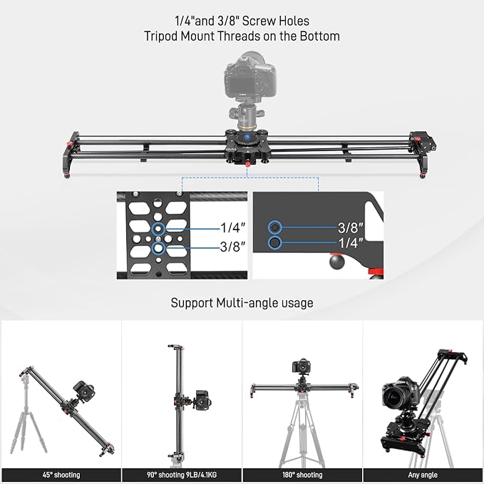 GVM 48"/120CM Carbon Fiber Motorized Camera Slider, Professional Camera Slider - Image 7