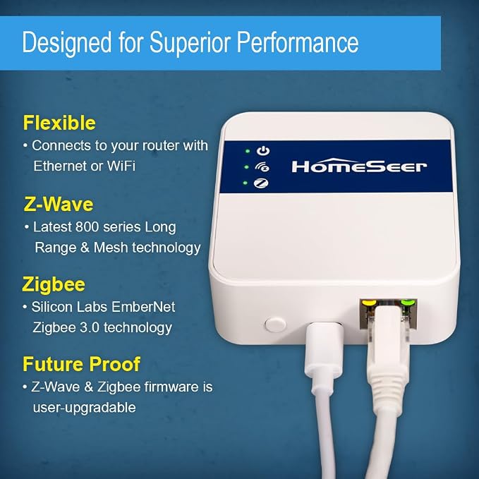 HomeSeer Network-Connected Z-Wave & Zigbee Interface, Ethernet & WiFi, 800 - Image 3