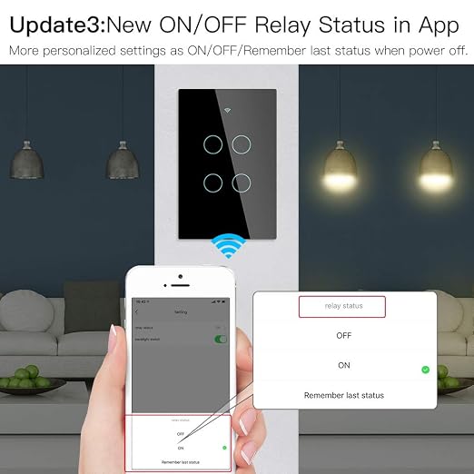 MOES 2.4GHz WiFi Wall Touch Smart Switch Neutral Wire Required, 3 Way - Image 4