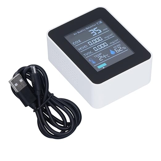 Air Quality Monitor with Clear Alarm Smart Display Real Time Portable Detector by EIMSOAH