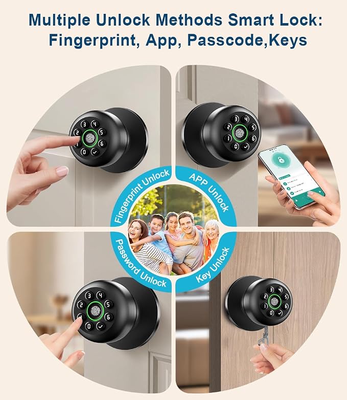 Fingerprint Door Lock, Smart Fingerprint Door Knob - Image 2