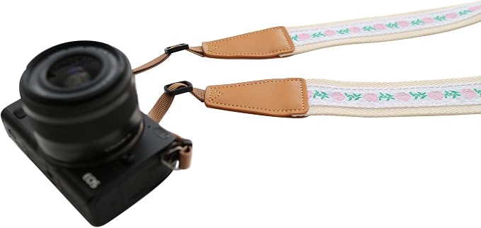 Original Design Personalized Adjustable Camera Strap Embroidery Small Flowers - Image 3