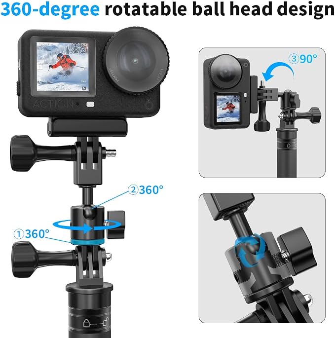 Aluminum 360 Degree Rotation Camera Swivel Mount, Vertical Metal Bracket - Image 3