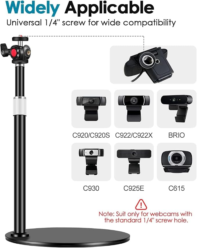Webcam Tripod Stand for Desk: Webcam Stand for Logitech Brio | C920 | C922 | - Image 6