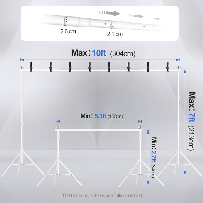 EMART Backdrop Stand 10x7ft Photo Studio Adjustable Background Stand Support kit - Image 2