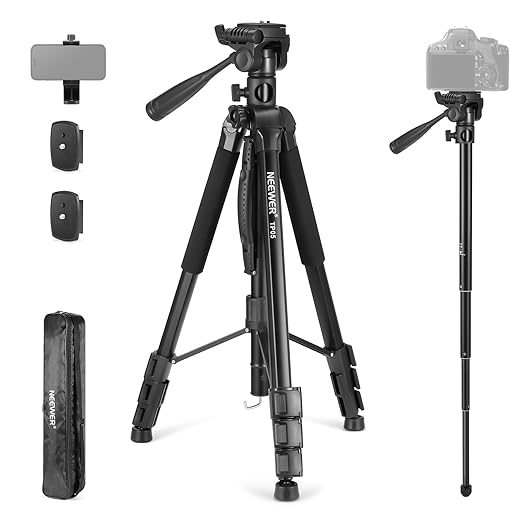 NEEWER Basics TP05 74" Video Tripod Monopod, 3 Way Pan Tilt Head Phone Holder by Neewer