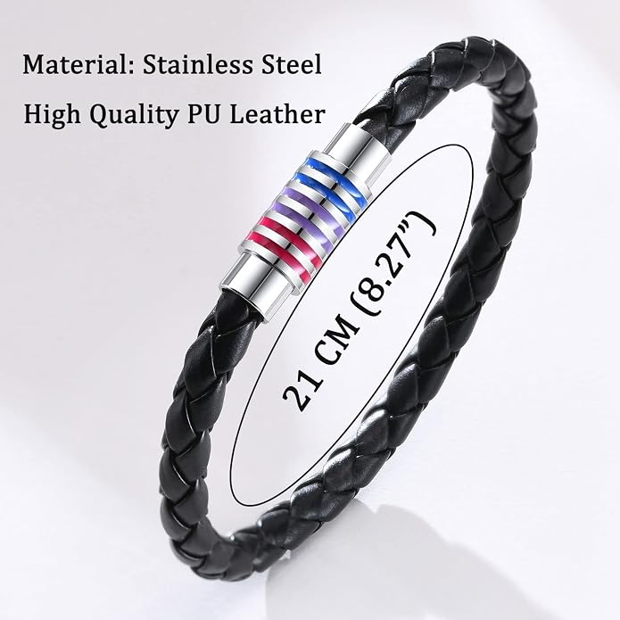 Nanafast Titanium Stainless Steel Rainbow LGBT Pride Bracelet Handmade Braided - Image 2