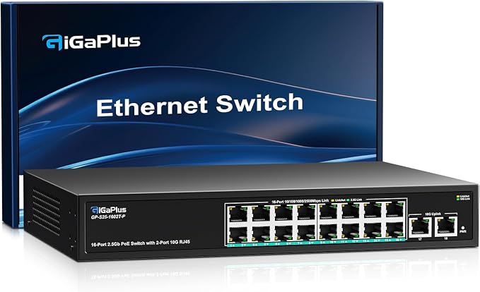 18-Port 10Gb Unmanaged PoE Ethernet Switch by GiGaPlus
