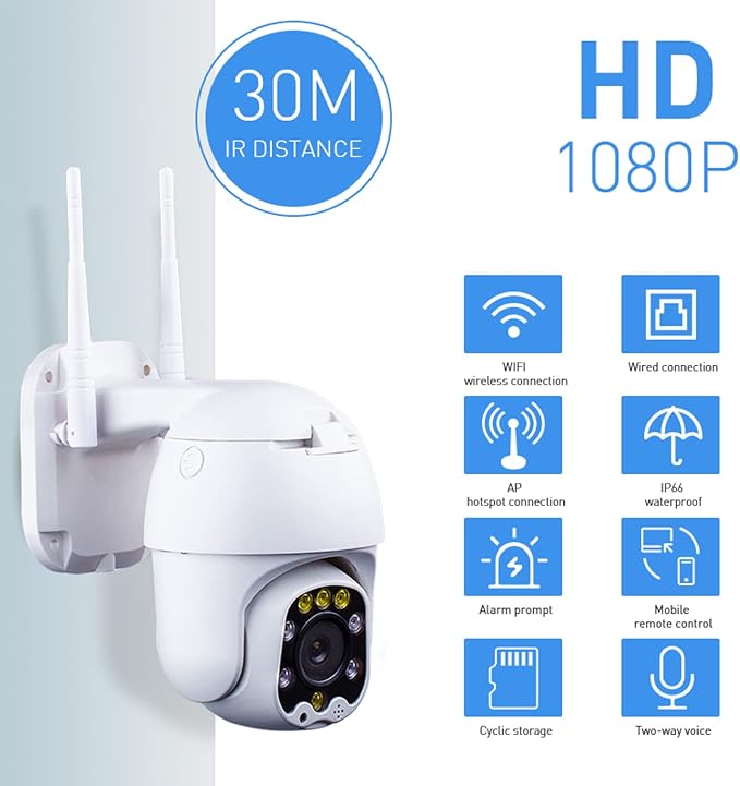 Outdoor PTZ WiFi IP Security Camera 1080P Home Surveillance Camera Pan/Tilt - Image 2
