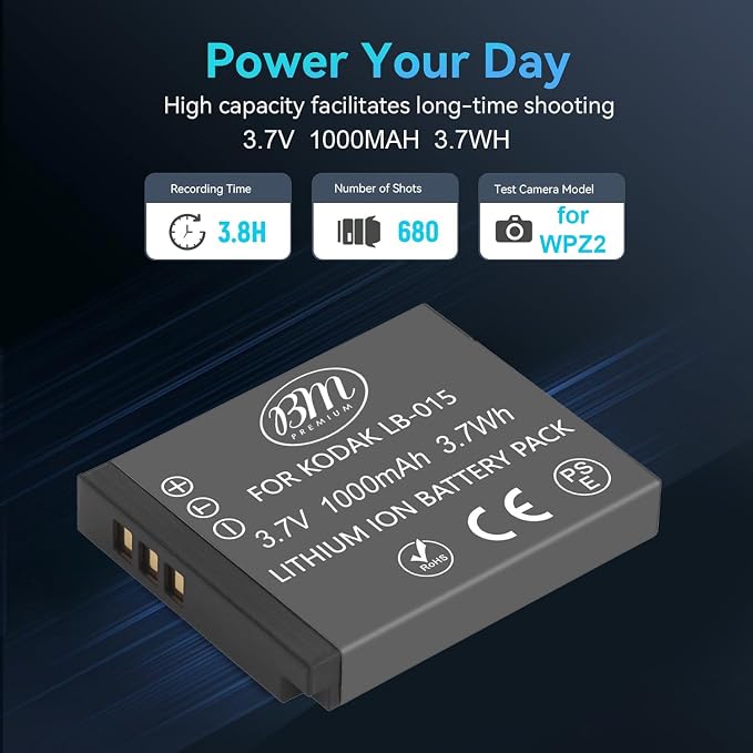BM Premium 2 Pack of LB-015 Batteries and Dual Bay Battery Charger - Image 7