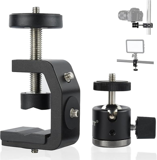 UTEBIT Super Clamp Mount with Mini Ball Head Mount, 1/4 Screw Hot Shoe Adapter by UTEBIT