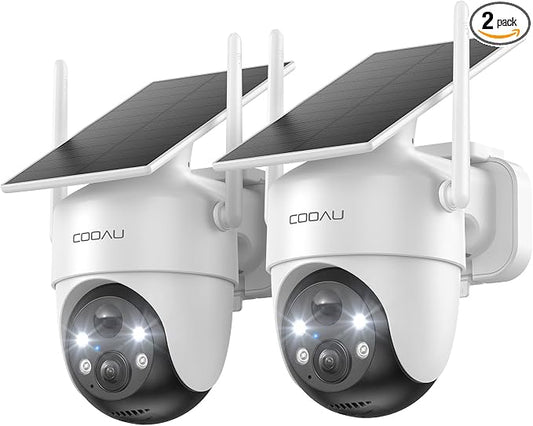 COOAU Cameras for Home Security​​, 2K 360° Solar Security Cameras Wireless by COOAU
