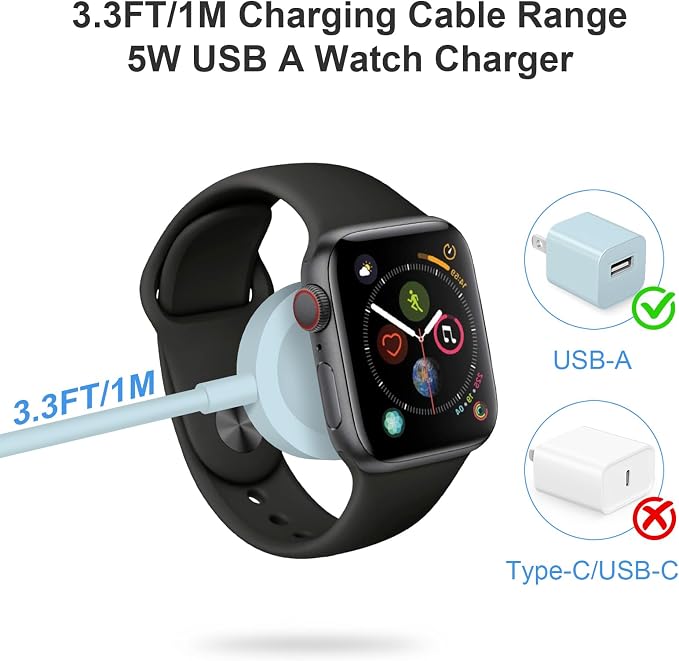 Fast Charger for Apple Watch Charger, Magnetic iWatch Charger to USB A Cable - Image 2