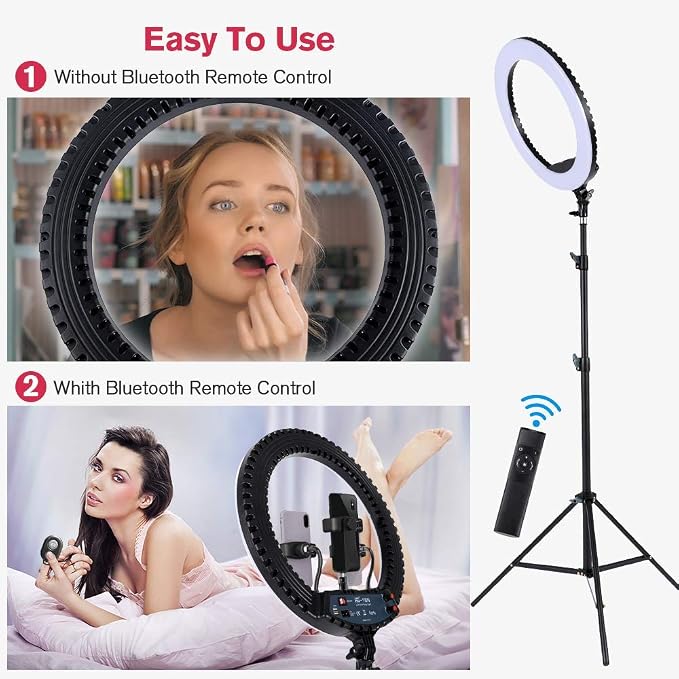 18 inch LED Ring Light with Tripod Stand Dimmable Makeup Selfie Ring Light - Image 3