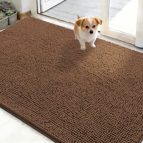 OLANLY Dog Door Mat for Muddy Paws 50x30, Super Absorbent Chenille Mud Mat by OLANLY