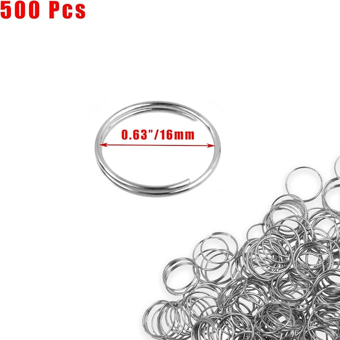 500PCS Stainless Steel Bright Silver Chandelier Split Rings, 0.63inch Diameter - Image 2