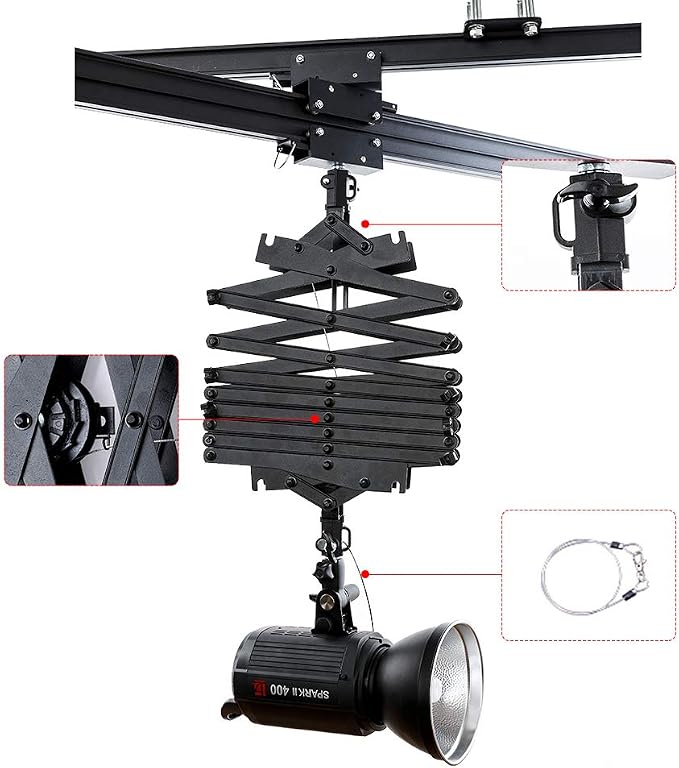 DATOUBOSS 2M Drop Pantograph for Studio Photography Ceiling Rail System - Image 4