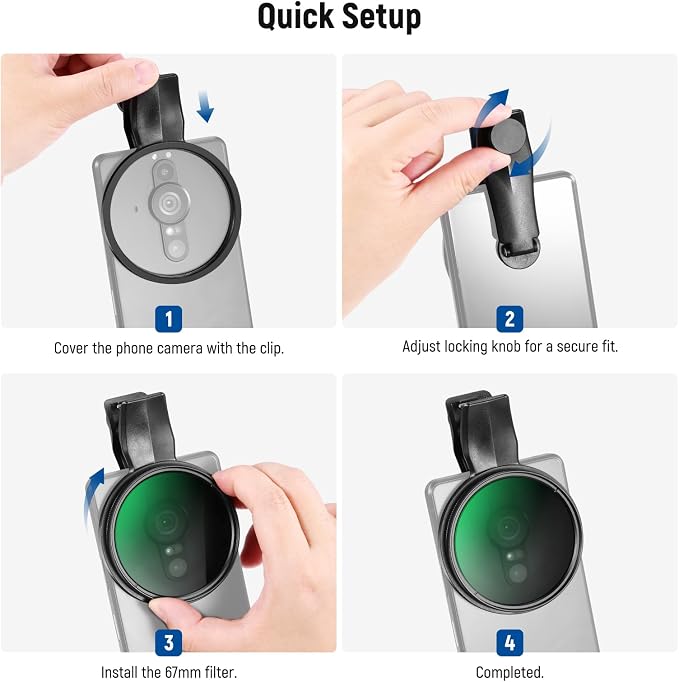 NEEWER 67mm Clip On CPL Filter for Phone, Circular Polarizing Polarizer Camera - Image 8