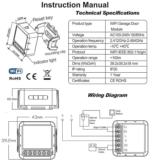 WiFi Garage Door Opener Controller, 1CH | Tuya Smart Life App, Remote Control - Image 9