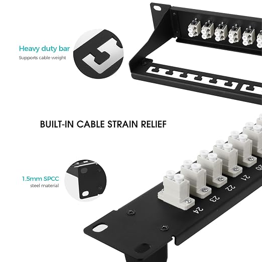 1U Fiber Patch Panel with 48 LC OM1/OM2 Multimode Fiber Optic Couplers - Image 3