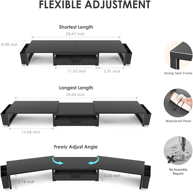 OPNICE Desk Organizers and Accessories, Dual Monitor Stand Riser - Image 2
