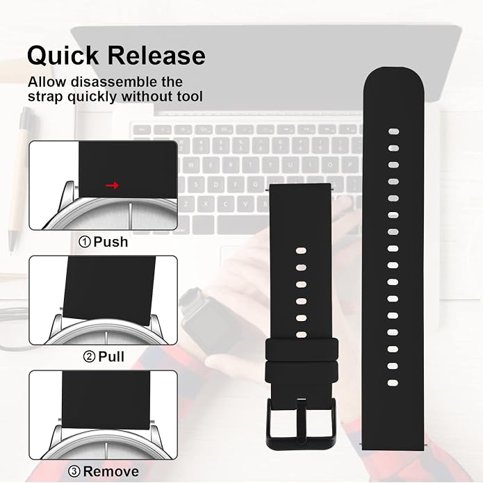 TIESOME Silicone Watch Bands, Quick Release Waterproof Soft Rubber Replacement - Image 2