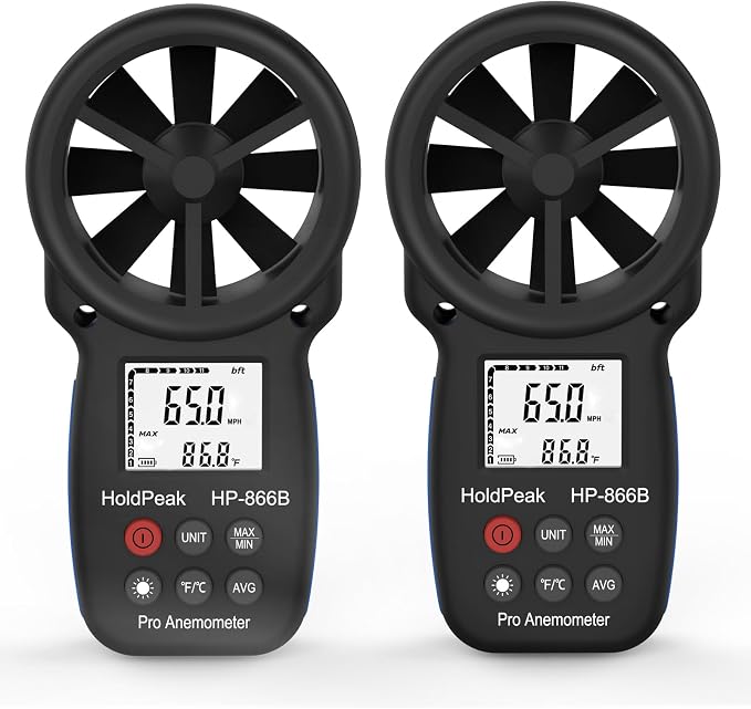 HoldPeak 866B Handheld Anemometer, Digital Wind Speed Gauge Meter, Air Flow by HHOLDPEAK