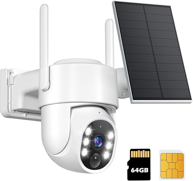 Gianteye 4G LTE Cellular Solar Security Cameras Wireless Outdoor, No WiFi Solar by STARTWITHGianteye