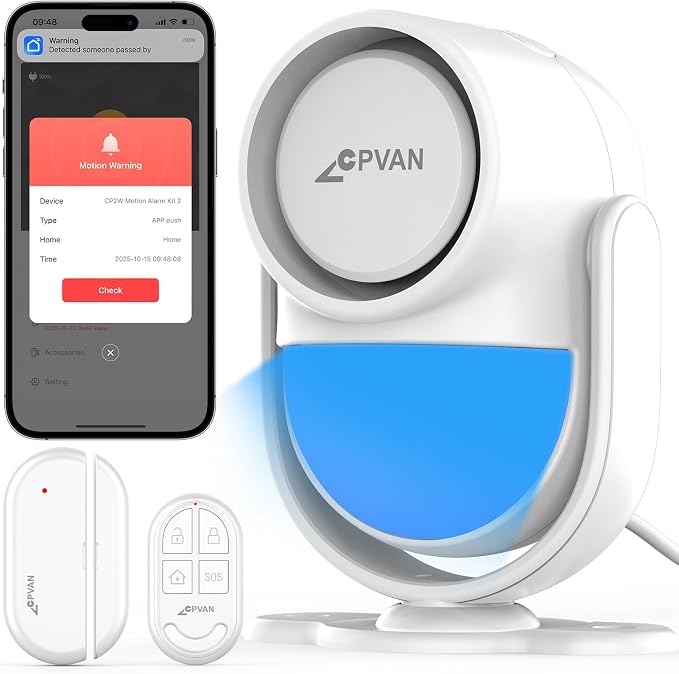 CPVAN WiFi Motion Sensor Alarm System, 125dB Smart PIR Motion Detector by CPVAN