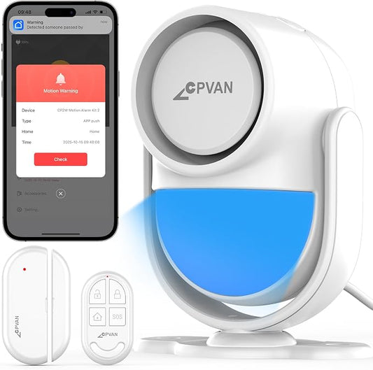 CPVAN WiFi Motion Sensor Alarm System, 125dB Smart PIR Motion Detector by CPVAN