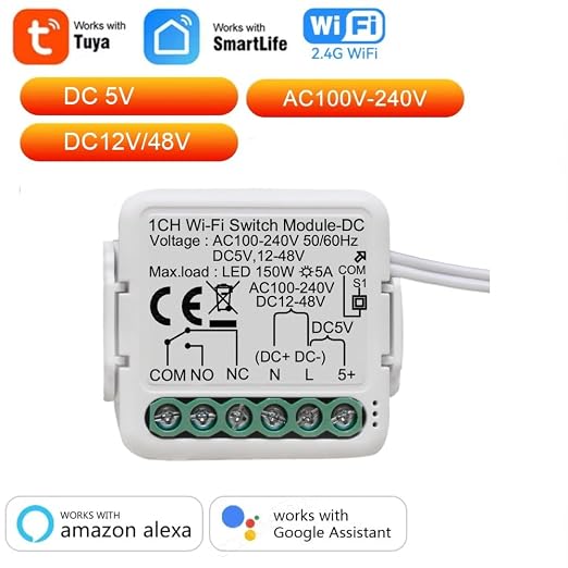 Tuya Smart Life app Dry Contact WiFi Relay Switch Module, 1 Channel DC 5V - Image 2