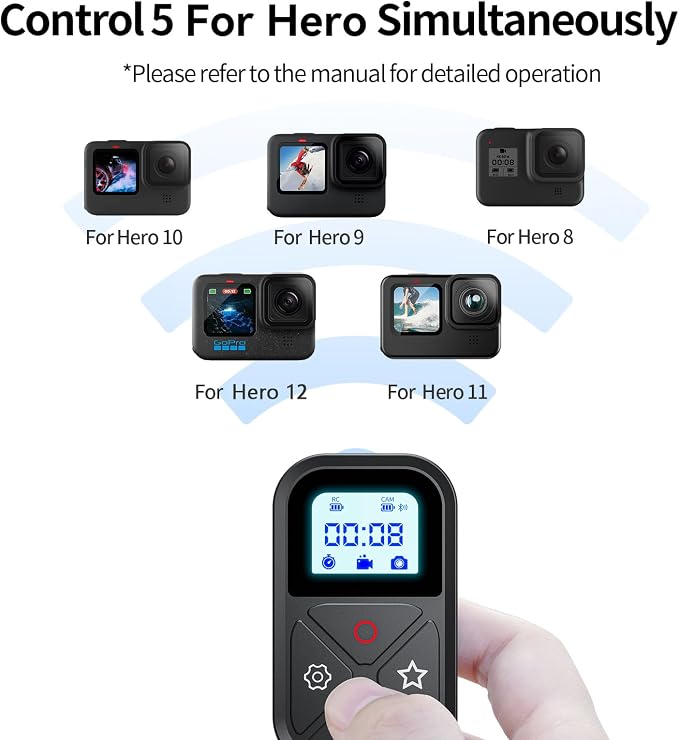Smart Remote Control for GoPro，Wireless Camera Controller for Hero 12 11 10 9 8 - Image 3