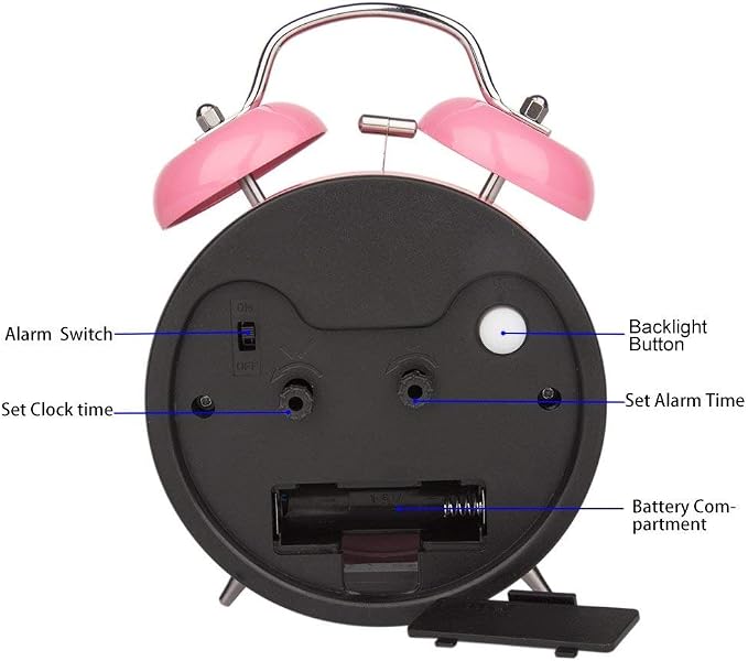Peakeep 4 Inches Twin Bell Loud Alarm Clock - Image 6