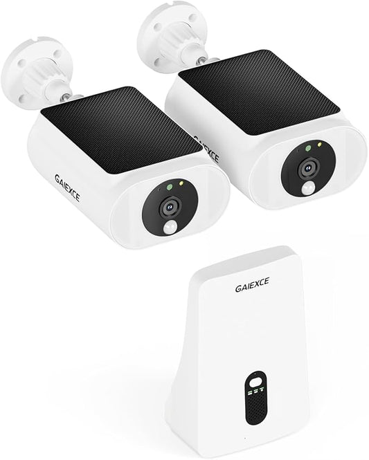 Solar Security Cameras Wireless Outdoor 2 Cam Kit Expadable to 10H, No by Gaiexce-Official