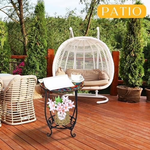 Cinnvoice Outdoor Side Table Small End Patio Porch Table - Image 2