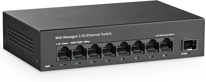 8 Port 2.5G Managed Switch, 8 x 2.5Gbps Base-T Ports and 10G SFP+ Slot by YuLinca