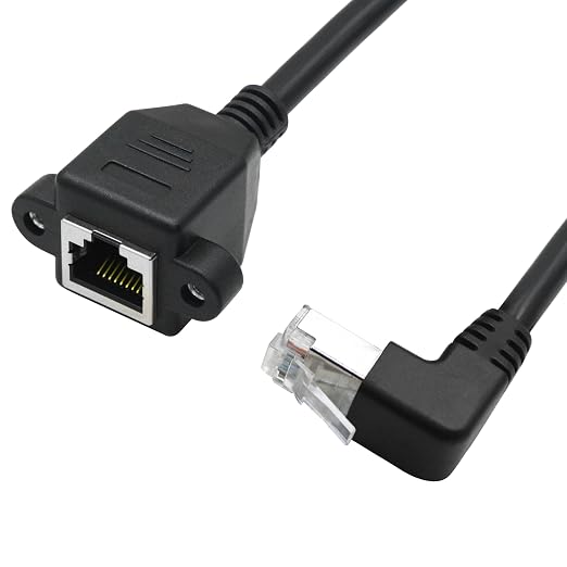 2Pcs 90 Degree Cat6 Ethernet Extension Cable 1FT, Up Angle RJ45 Male to Female - Image 3