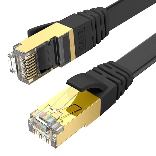 Ercielook CAT8 Ethernet Cable 25 ft High Speed, Shielded Flat Internet Cable by Ercielook