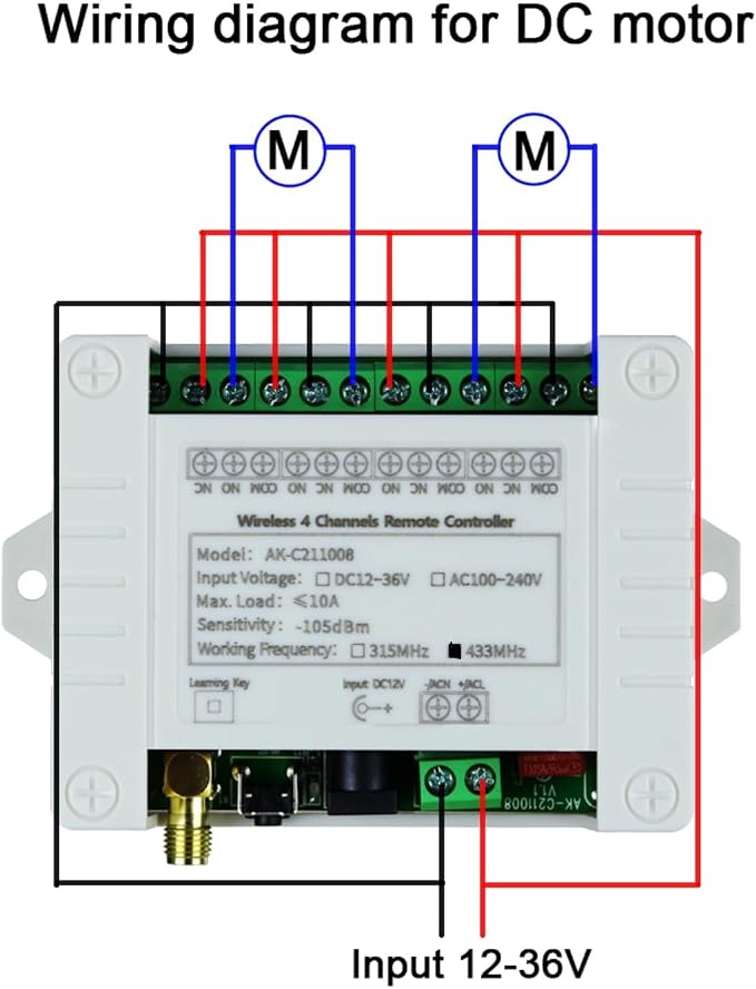 DC 12V 24V 36V 4CH Remote Control Switch 433Mhz 10A Wireless Remote Control - Image 7