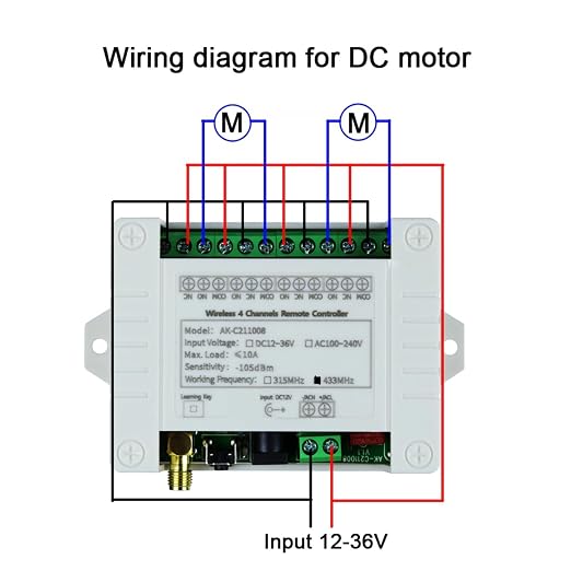 DC 12V 24V 36V 4CH Remote Control Switch 433Mhz 10A Wireless Remote Control - Image 7