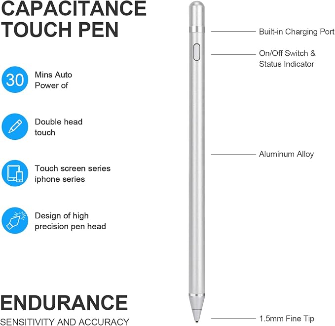 Stylus Digital Pen for Touch Screens, Active Pencil Fine Point Compatible - Image 4