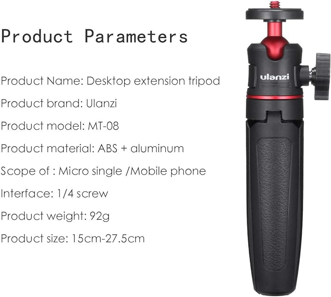 MT-08 Black Mini Tripod for Camera, 1/4" Screw Universal Tripod Compatible - Image 5