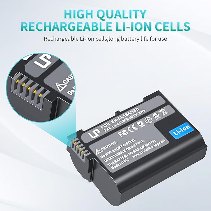 LP EN-EL15C Replacement Battery, 2200 mAh EN-EL15a/EN-EL15b Battery Compatible - Image 6