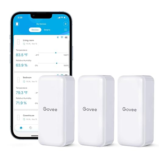 Govee Hygrometer Thermometer 3Pack H5100, Mini Bluetooth Temperature Humidity by Govee