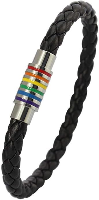 Nanafast Titanium Stainless Steel Rainbow LGBT Pride Bracelet Handmade Braided by Nanafast