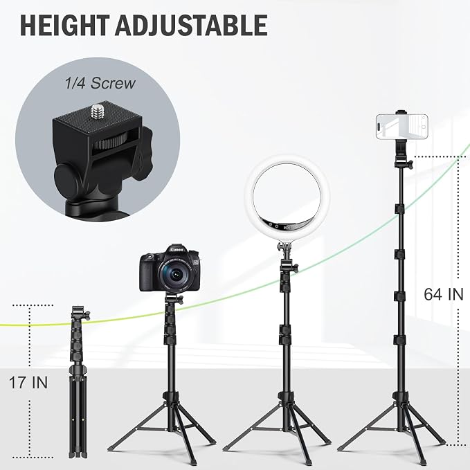 Liphisy 64” Tripod for Cell Phone & Camera, Phone Tripod - Image 2