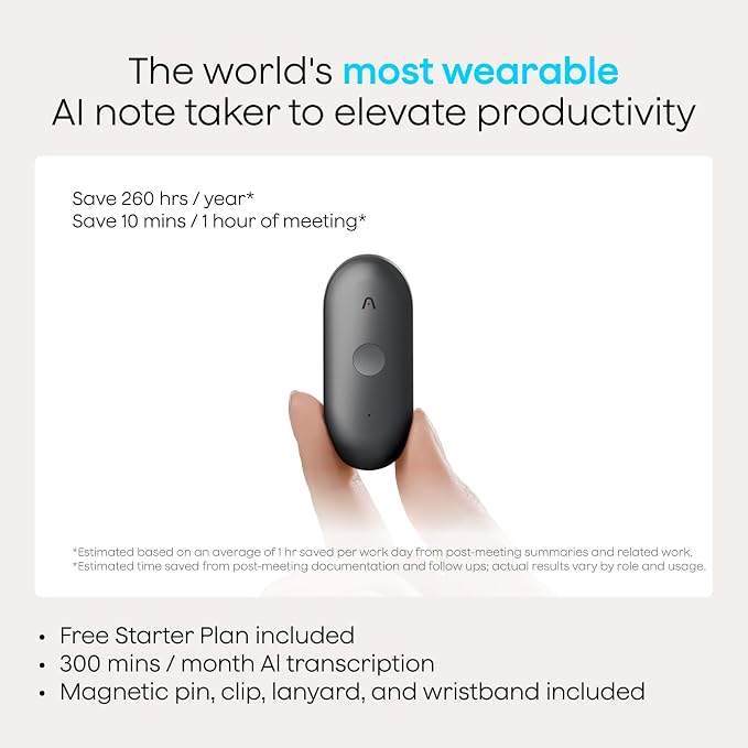 Plaud NotePin S AI Voice Recorder, Wearable AI Notetaker, AI Transcribe & - Image 9