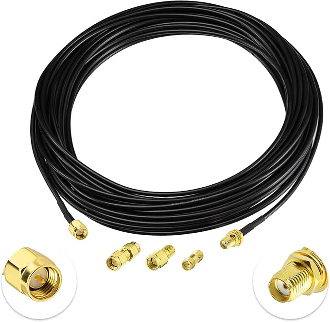 Superbat RF coaxial SMA Male to SMA Female Bulkhead RG174 33ft Cable + 3pcs RF by SUPERBAT