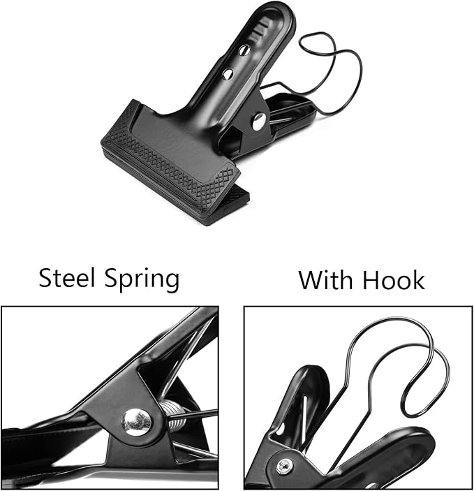 Backdrop Spring Clamps With Hook- 2 Pack of 4" Heavy Duty Clips - Image 3